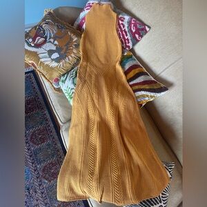 Anthropologie Sleeveless Knit Midi Dress in Mustard Yellow XXS